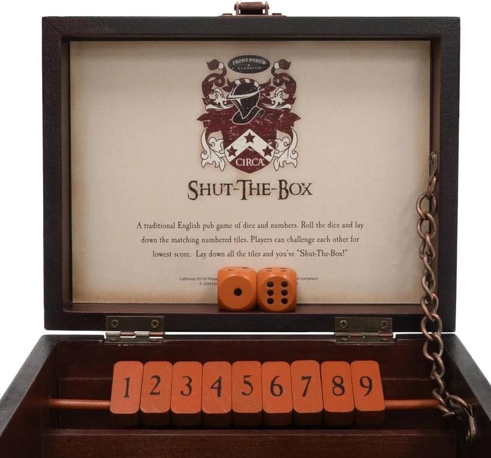 Porche delantero clásicos, alrededor de cerrar la caja, juego de dados de madera de 9 números con estuche Foto 4 de 4