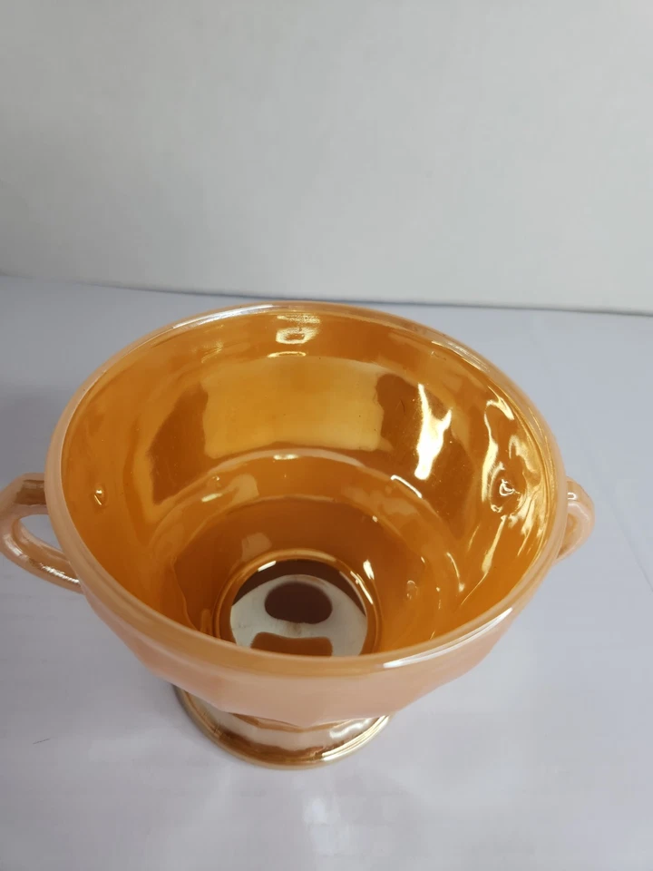 Fire King Peach Lustre Sugar Bowl Anchor Hocking Vintage MCM 3.5” USA Retro - Image 3 of 4