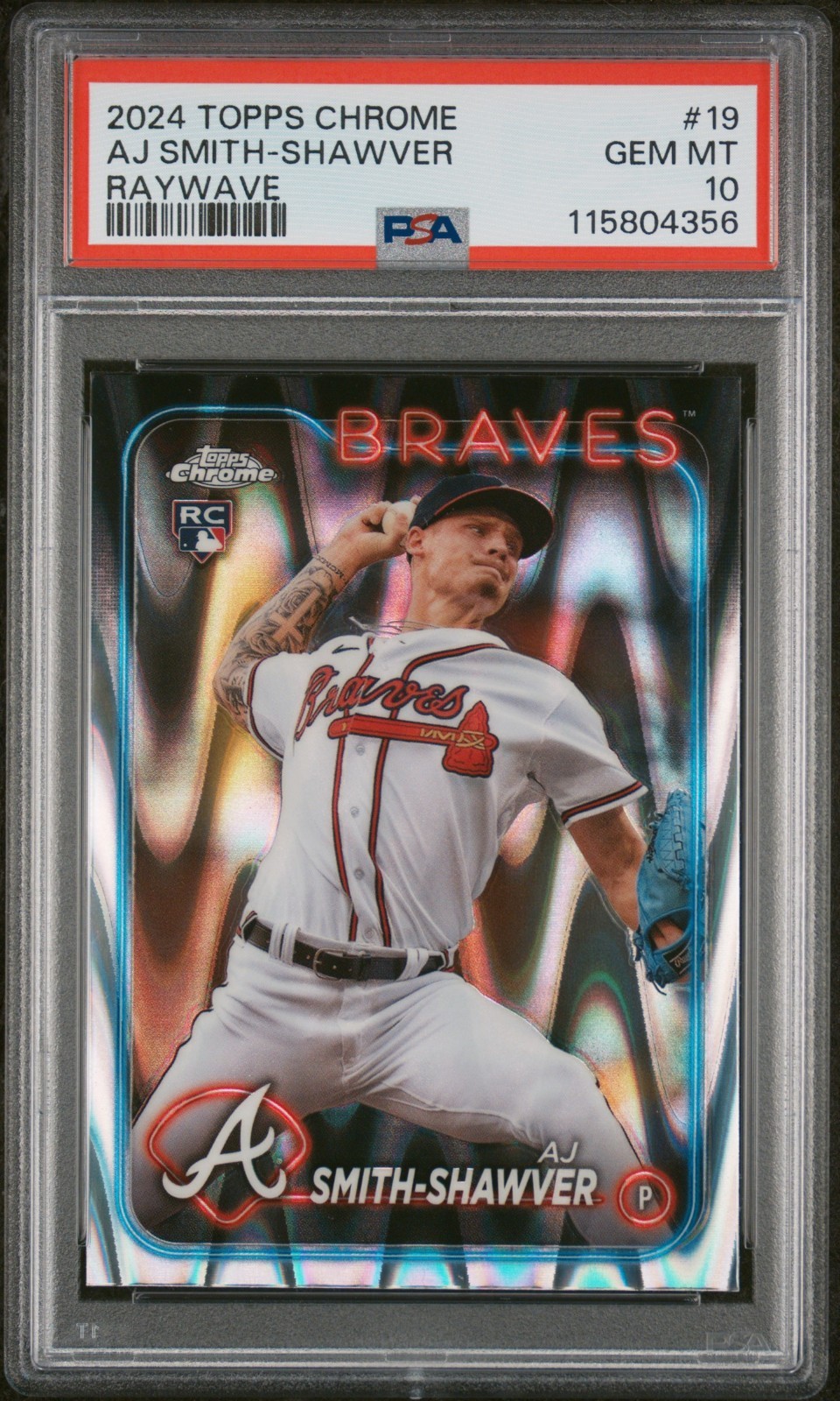 2024 Topps Chrome #19 AJ Smith-Shawver RC Raywave Rookie Refractor PSA 10 Braves