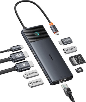 Baseus 10-In-1 Docking Station USB C 10 Gbps up to 4K@120 Hz, Hub Mit 2 HDMI, 2X