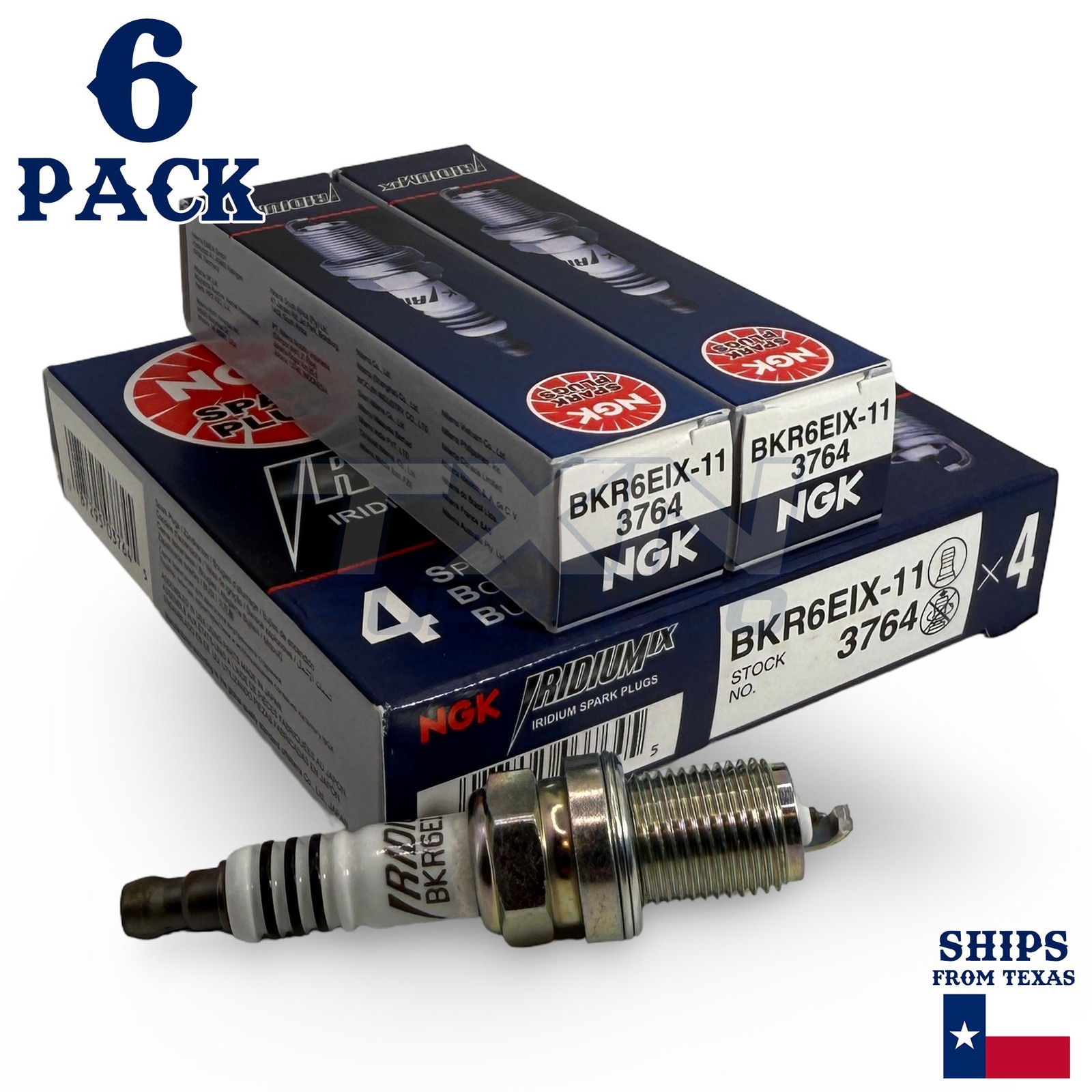 6 Pack NGK Iridium IX 3764 Spark Plugs BKR6EIX-11
