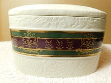Croscill Dunhill Porcelain Jar CP JR 3407 JAR BGNDY Trinket Box