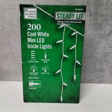 HOME ACCENT HOLIDAY Steady Lit 200 Cool White Mini LED Icicle Lights, 17.5 ft.