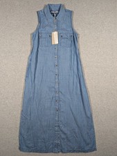 Tommy Bahama Women Dess XS NWT Chambray Shirt Dress Sleeveless Button Up