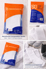 NanoSocks Compression Socks   White  Size 3  New in Package