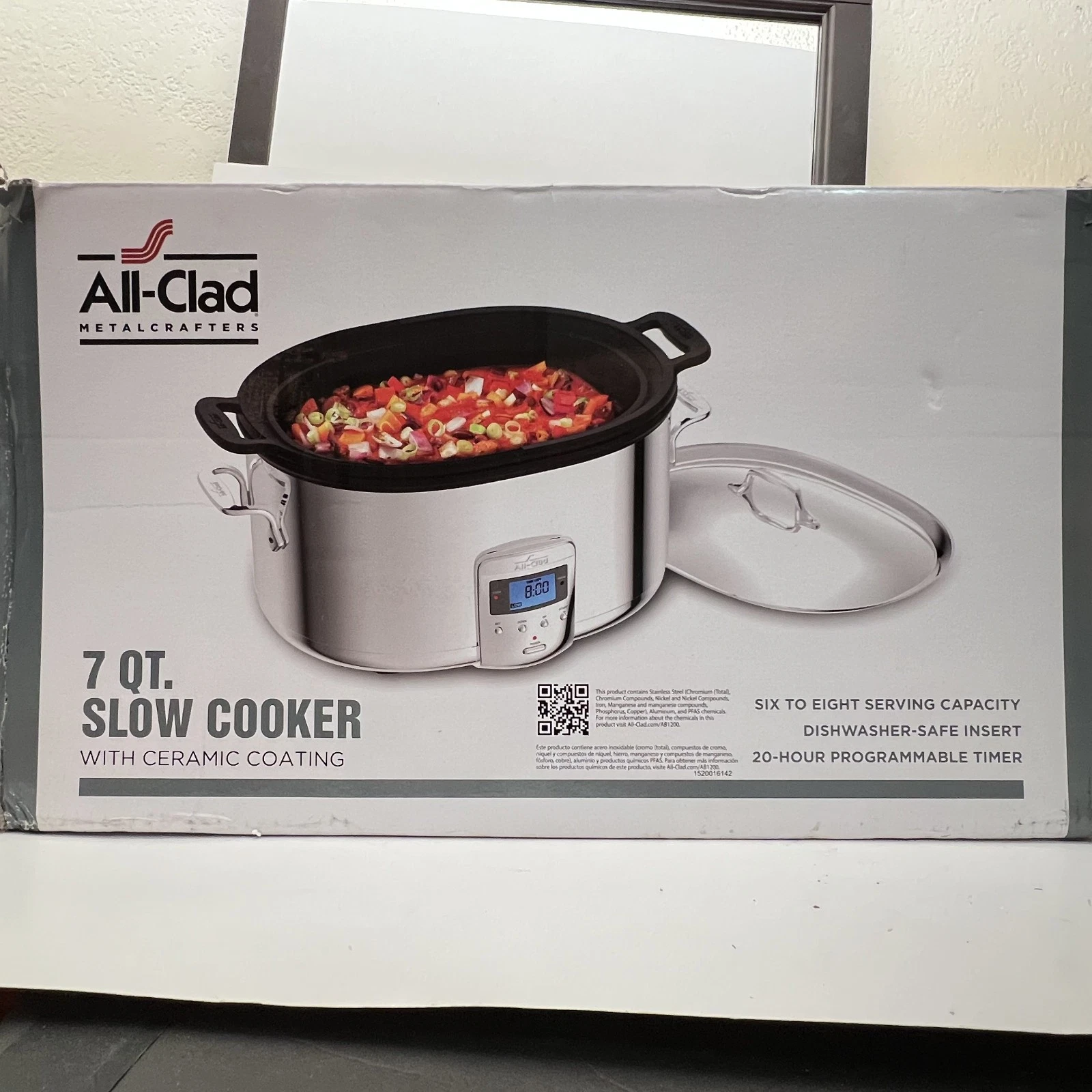 All-Clad 7 Quart Slow Cooker Stainless Steel Crock Pot SC01 Aluminum Insert Box