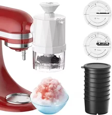 Shaved Ice Attachment for Kitchenaid Stand Mixers with 8 Ice Molds, Ice Shaver A