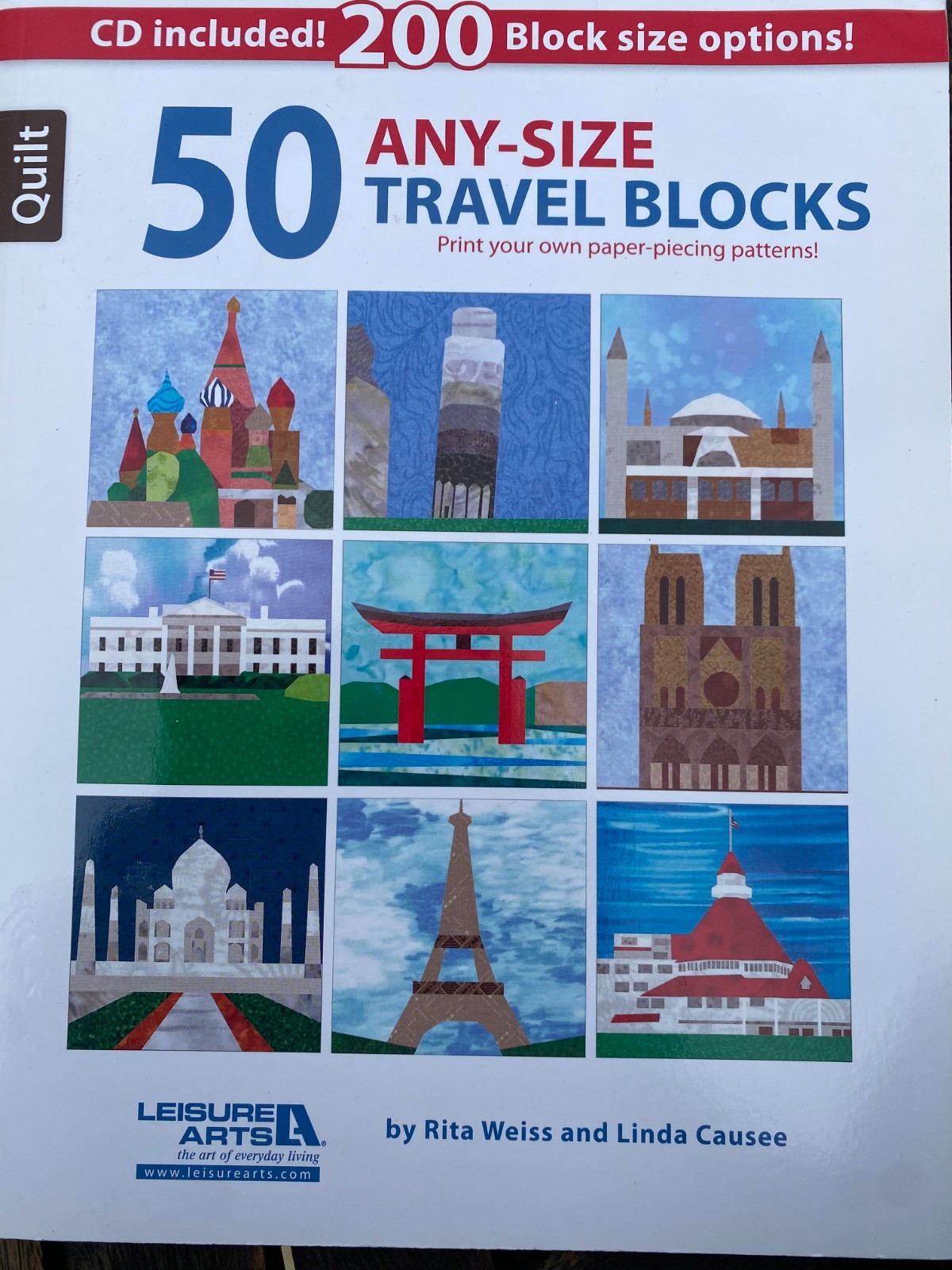 50 Any- Size Travel Quilt Blocks Rita Weiss & Linda Causee CD included