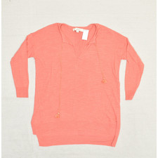 NEW Ann Taylor Loft Women's Pullover Sweater V Neck Solid Cotton Pink Size XS