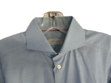 Eton Light Blue Signature Twill Micro Check Slim Fit Dress Shirt 15 1/2