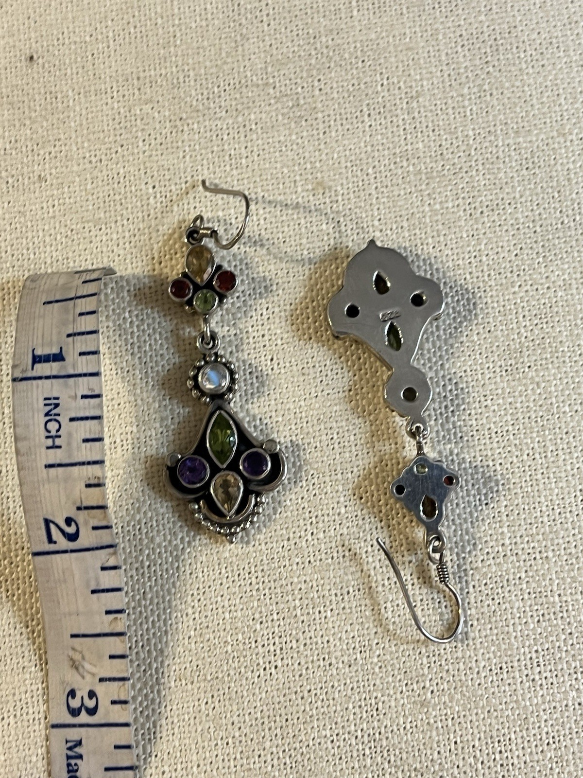 Multi Colored Gemstone Dangle Earrings - image 7