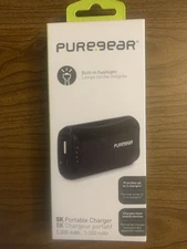 PUREGEAR 5K Portable Phone Battery Charger 5,000 mAh Flashlight New & Sealed