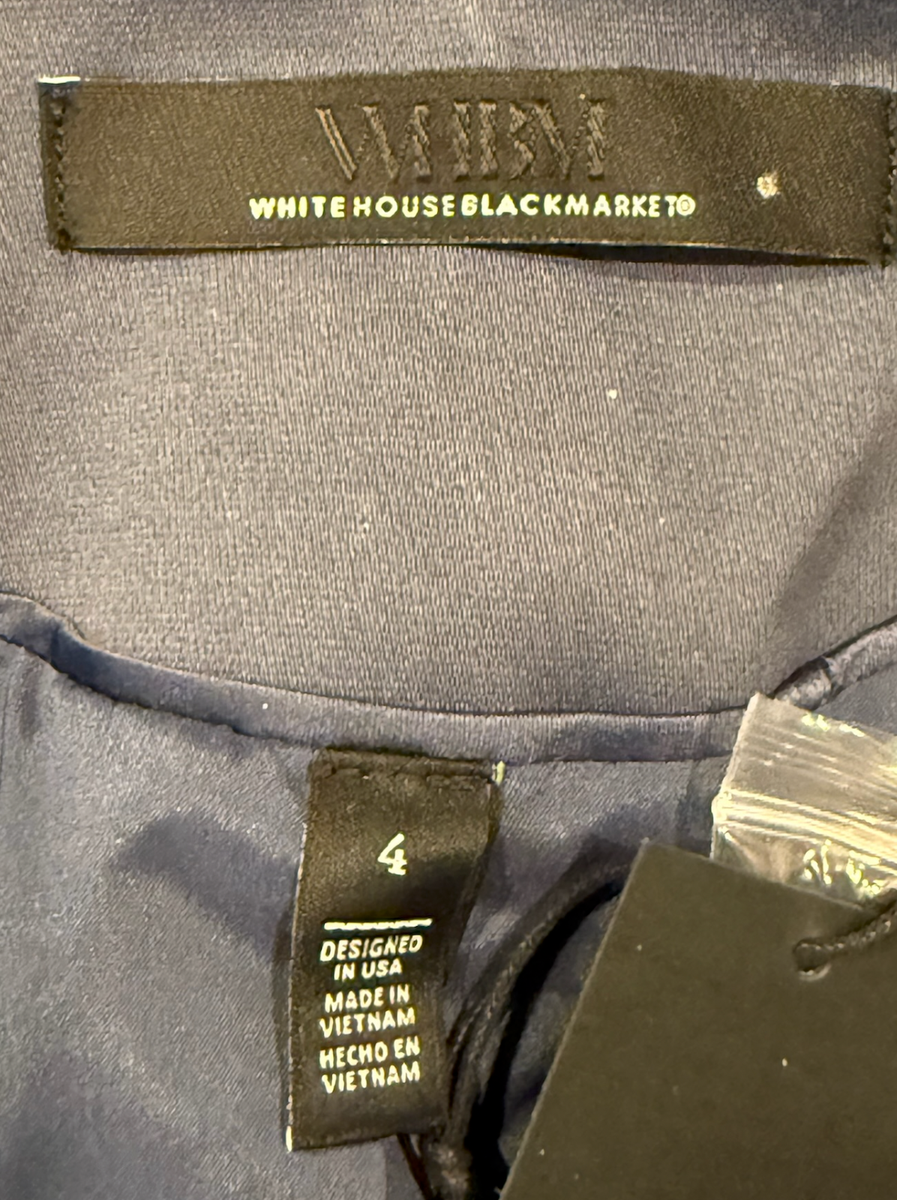 NEW WHITE HOUSE BLACK MARKET WHBM TRUE INDIGO SATEEN EDITOR BLAZER