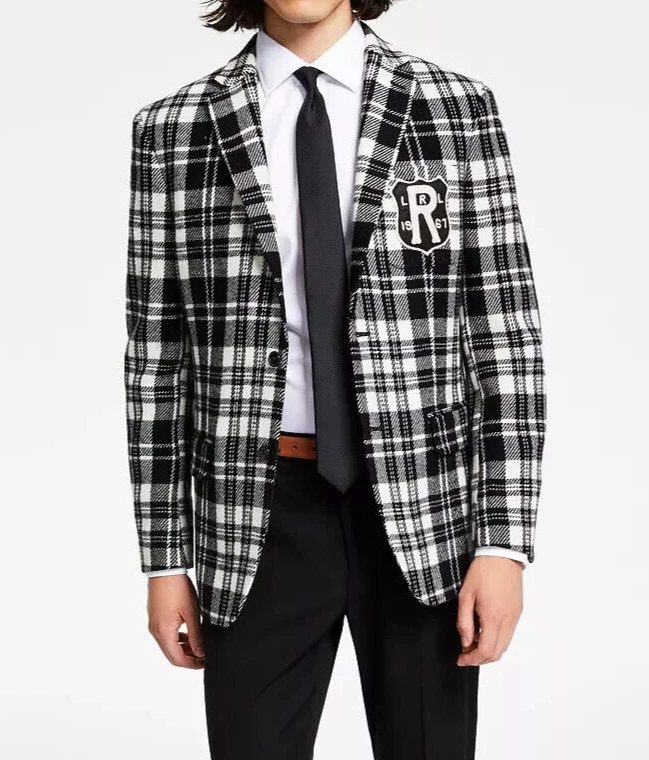 Lauren Ralph Lauren Men s Wool Lahn ClassicFit Ultraflex Plaid Blazer 44 Long