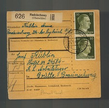 1944 Radziechowy Poland Parcel Cover to Drutte Neuengamme Concentration Camp KZ