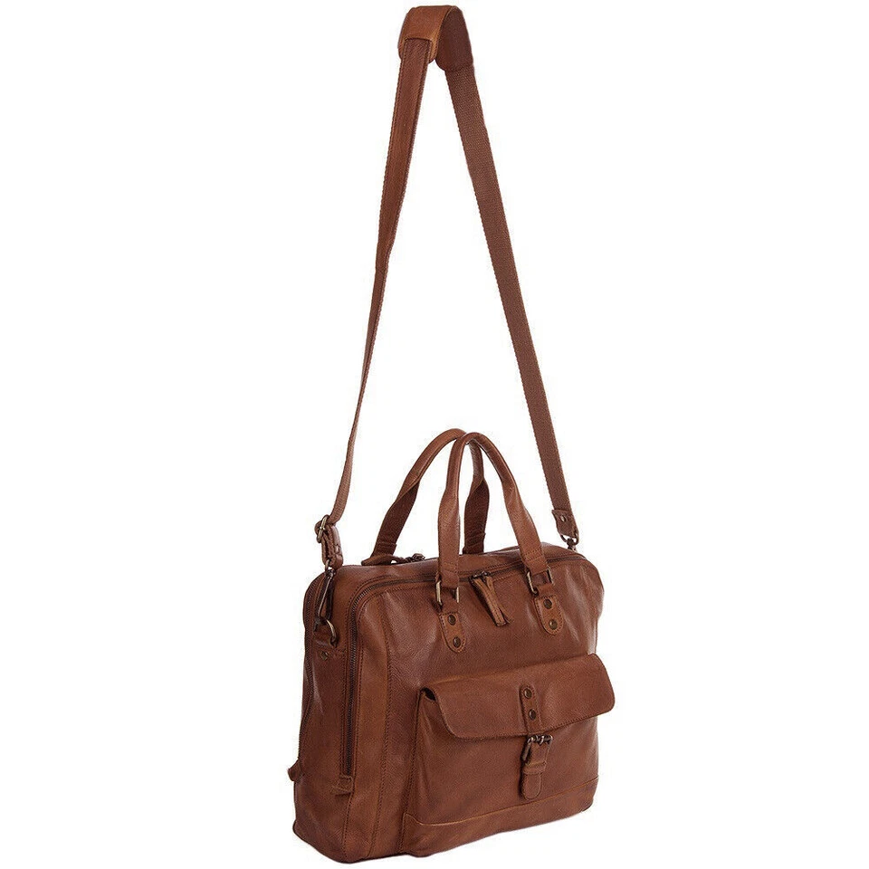 Mens Ashwood Real Leather Weekend / Laptop / Satchel Bag 1334 - Cognac - Image 3 of 3