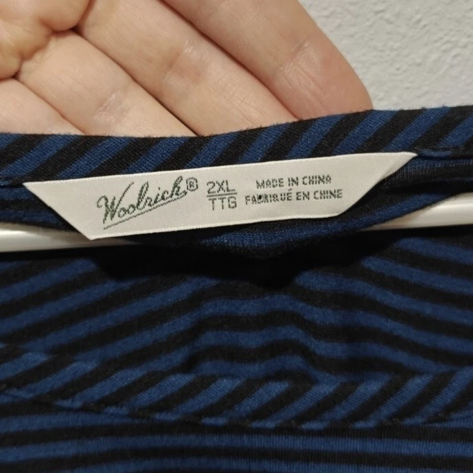 Camisa Woolrich Boxy 2XL Manga Larga Rayas Azul Marino Acogedora Foto 4 de 4