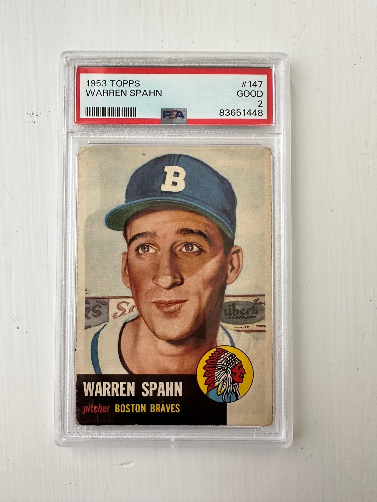 1953 Topps #147 Warren Spahn PSA Grade 2 Beautiful Card | eBay