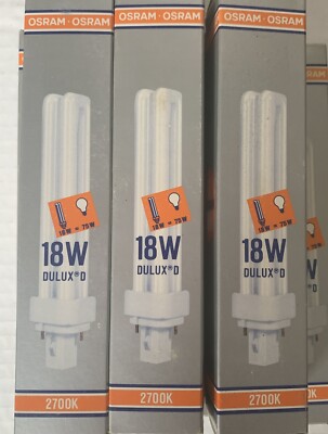 Osram  Dulux D 18W G24d-2 27K  2 Pin Fluorescent Bulbs Lot Of 11 New
