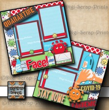 QUARANTINE 2 premade scrapbook pages PAPER digiscrap layout STAY HOME A0314