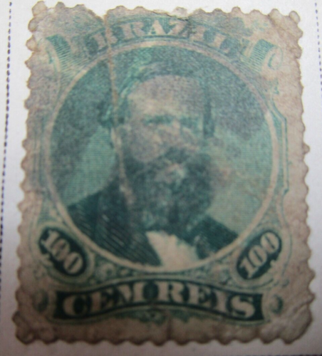 Brazylia 1876 Znaczek 100 Antyk Rzadki StampBook3-111 - Zdjęcie 1 z 1