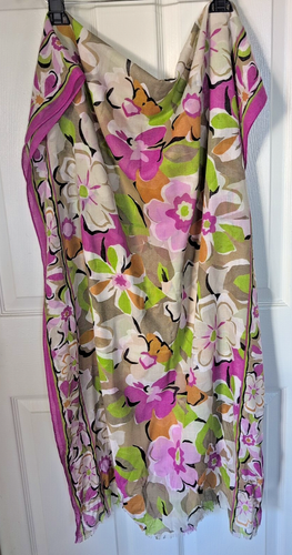 Vera Bradley Portobello Road Oblong Scarf Sarong Wrap 29x79 Bright Floral - Picture 3 of 6