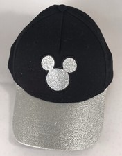 Disney MICKEY MOUSE Cap/Hat Black With Silver Glitter Adult Size Gorra Disney