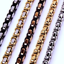 5/6/8mm Hip Hop Men's Stainless Steel Byzantine Box Chain Necklace Jewelry Gift
