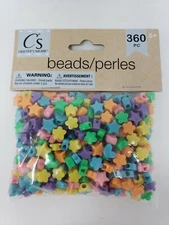 Crafter's Square Heart, Flower & Star Plastic Beads 360 Pc.  - New  