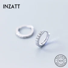 925 Stamped Sterling Silver CZ lday Ear Huggie Hoop Earrings Gift Box 8mm E3