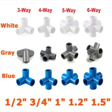 1/2" 3/4" 1" 1.2" 1.5" PVC 3/4/5/6-Way Elbow Connector Pipe Fittings Blue White