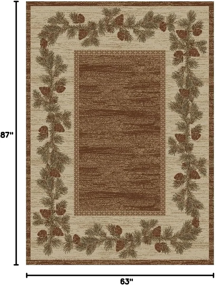 Alfombra de campo abierto Rustic Lodge, cono de pino, 63" de ancho x 87" de largo, multi 6708 Foto 3 de 4