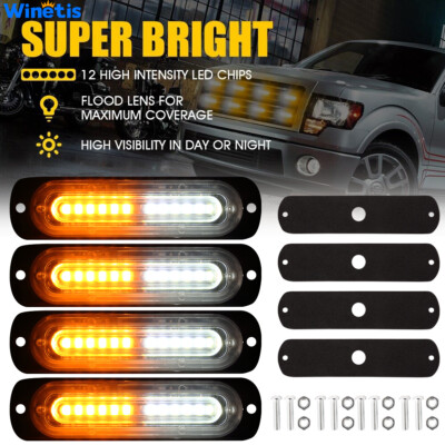 LED Strobe Lights Emergency Flashing Warning Beacon Amber White Truck Heavy Duty