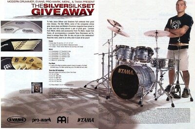 2005 2pg Print Ad Tama Starclassic Silver Silk Drums Jason Bittner Shadows Fall