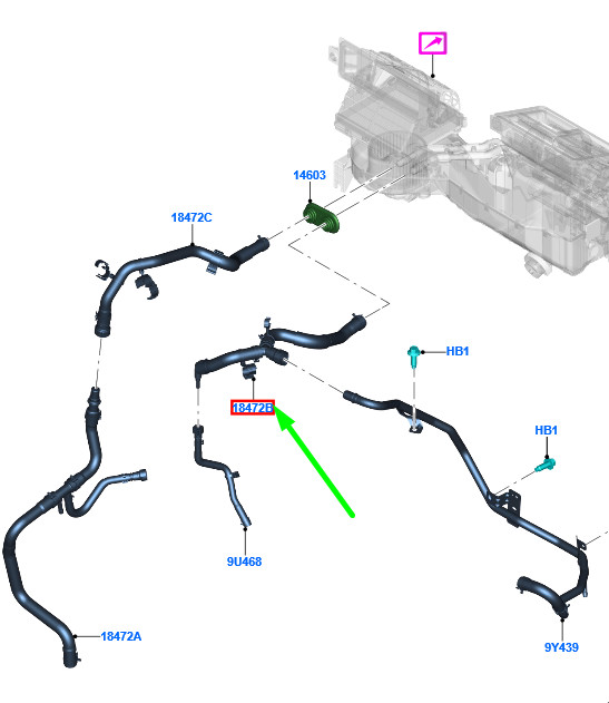 FORD RANGER T6 MK1 Heizungswasserschlauch 2343323 JB3G-18K579-BG  