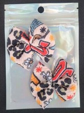 Handmade Floral Leopard Print ACDC Rock Band Pigtail Bullet Fabric Bows w/ Clips