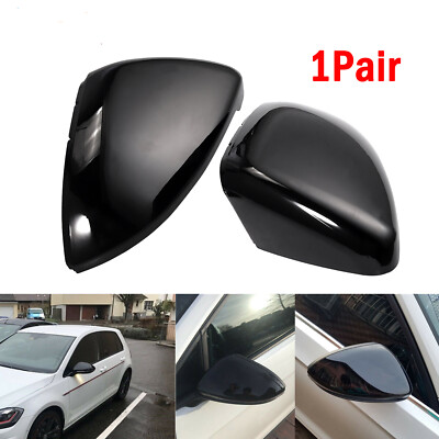 2pcs Glossy Black Mirror Housing Cover Caps For Volkswagen VW Golf 7 MK7 R Gti