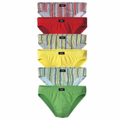 H.I.S Herren Slips bunt gestreift ohne Eingriff Unterhosen Baumwolle im 6er Pack