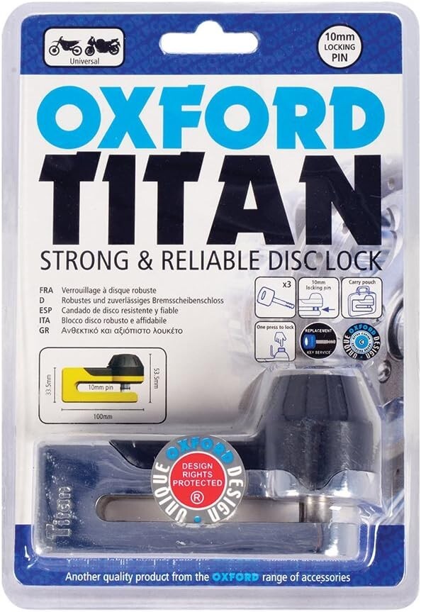 OF50 OXFORD TITAN CHROME BRAKE DISC LOCK SECURITY MOTORCYCLE BC43577
