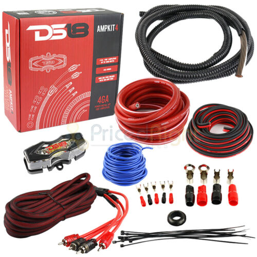 DS18 4 Gauge Amp Kit WIring Amplifier Complete Install Cables AMPKIT4 - 第 1/9 張圖片