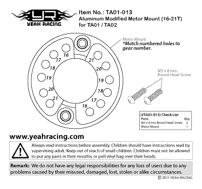 Alum Modified Motor Mount (16-21T) For TA01/TA02/DF01/Top Force/Manta Ray - Bild 3 von 4