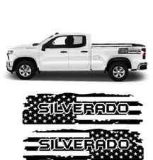 Chevy Silverado American Flag Bed Vinyl Decal Sticker Graphic X2 Easy Apply