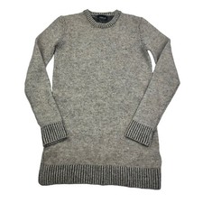 Zara Knit Oatmeal Crew Neck Mini Sweater Dress Cotton Blend Tunic Sz Small