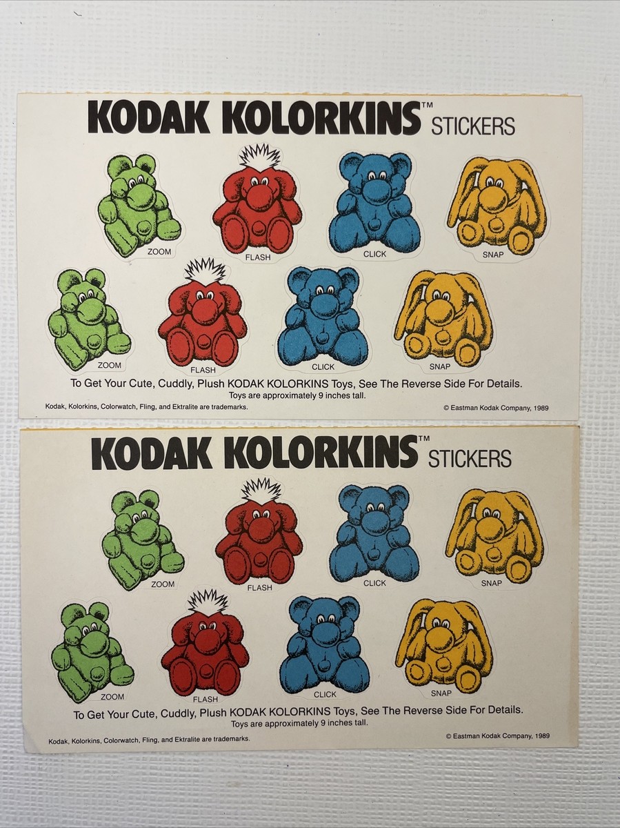 VINTAGE 1989 Kodak Kolorkins Stickers Advertising Premium Lot of 2