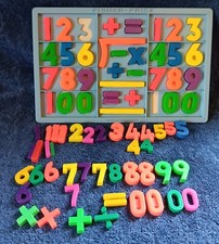 Vtg Fisher Price Magnetic Number Board Tray 674 Extras Lot Toy Math Symbols