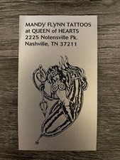 vintage MANDY FLYNN Queen Of Hearts TATTOO BUSINESS CARD Nashville TN