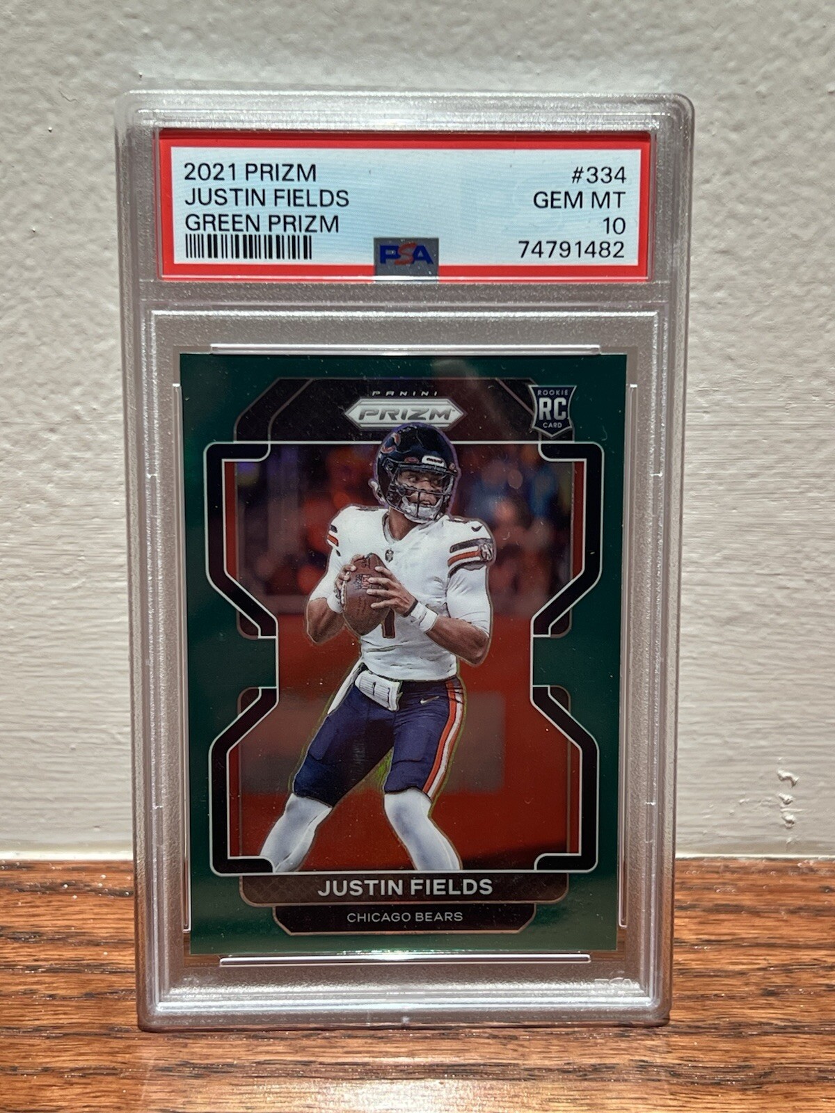 2021 Panini Prizm  Justin Fields Green Prizm #334 Rookie RC PSA 10 NEW YORK JETS