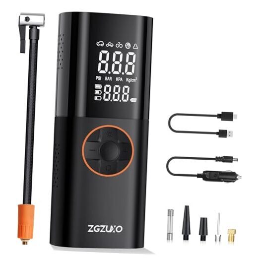 Tire Inflator Portable Air Compressor for Car, 2X Fast Cordless Bike Tire Black