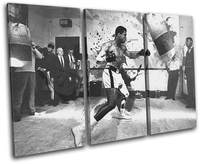 Tableau Déco Murale Muhammad Ali - Style Grunge Sport, Impression Sur Toile, Noir Et Blanc