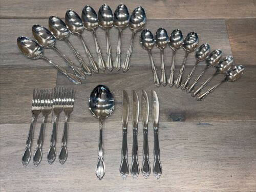Set Oneida Community CHATELAINE Glossy Stainless Flatware Dinner Fork Spoon Soup - Picture 1 of 20